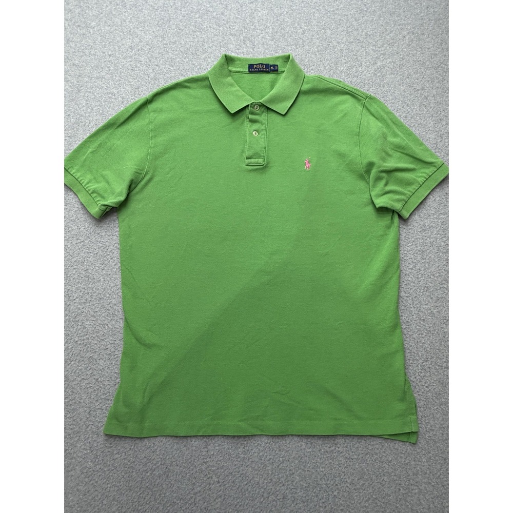 Polo Ralph Lauren Polo Shirt Mens XL Green Short Sleeve Pink Pony Logo
